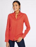 Marks & Spencer Pure Linen Long Sleeve Shirt Orange