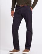 Marks & Spencer Straight Fit Chinos With Belt Navy