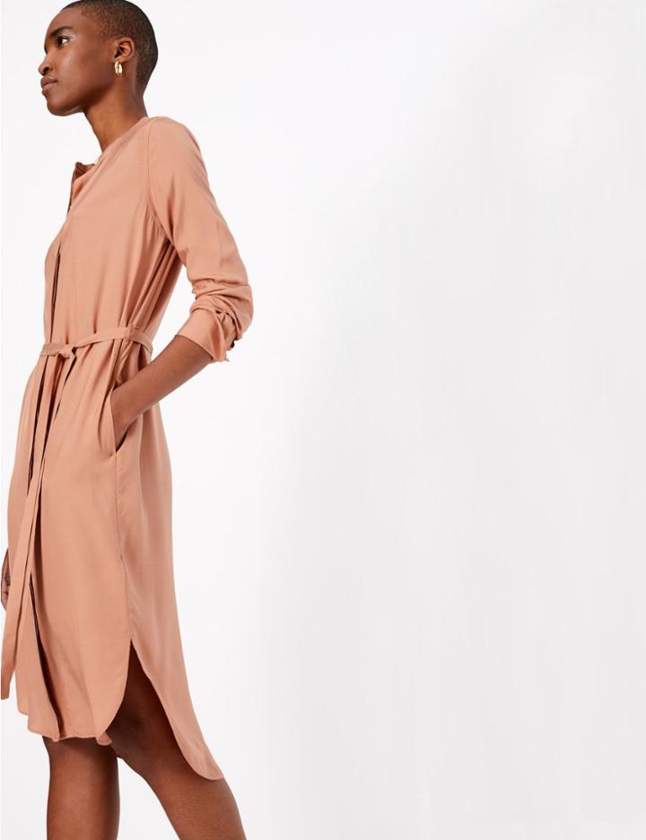 Marks & Spencer Button Detailed Shirt Dress Light Terracotta