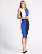 Marks & Spencer Colour Block Bodycon Dress Navy Mix