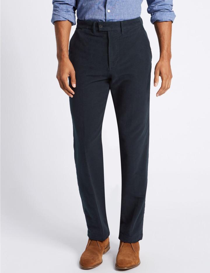 Marks & Spencer Regular Fit Moleskin Chinos Navy