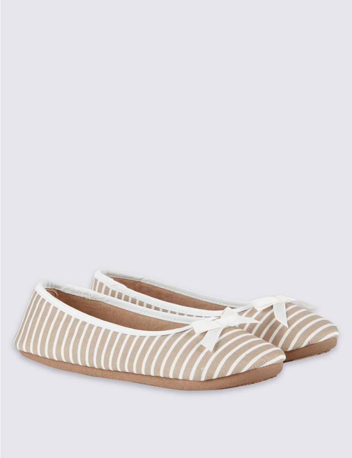 Marks & Spencer Striped Slipper Ballerina Natural Mix