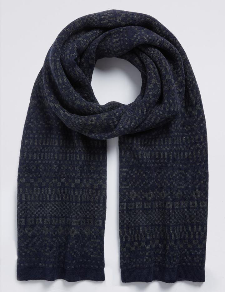 Marks & Spencer Fairisle Knitted Scarf Navy Mix