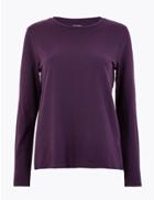 Marks & Spencer Pure Cotton Straight Fit Top Redcurrant