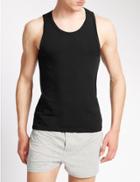 Marks & Spencer 2 Pack Cotton Rich Cool & Fresh&trade; Stretch Vests Black