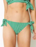 Marks & Spencer Tie Side Hipster Bikini Bottoms Green Mix