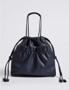 Marks & Spencer Faux Leather Slouchy Shopper Bag Navy