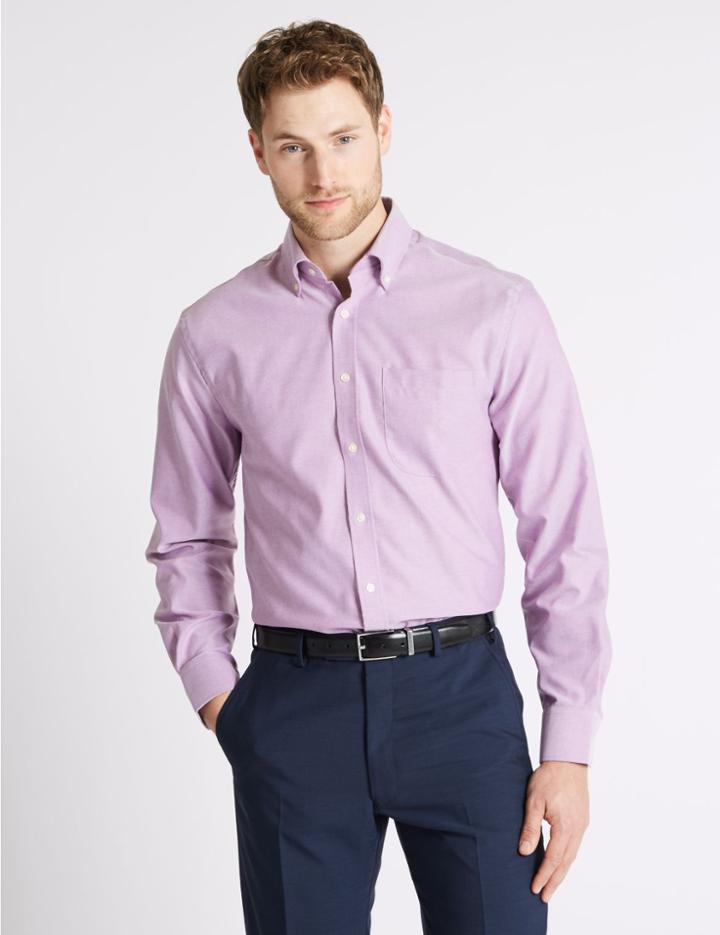 Marks & Spencer Easy To Iron Regular Fit Oxford Shirt Magenta