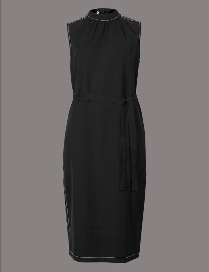 Marks & Spencer Funnel Neck Tunic Midi Dress Black