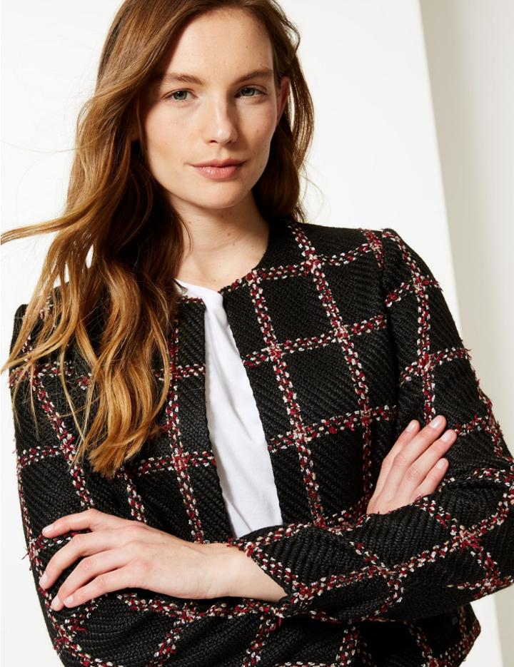 Marks & Spencer Checked Open Front Blazer