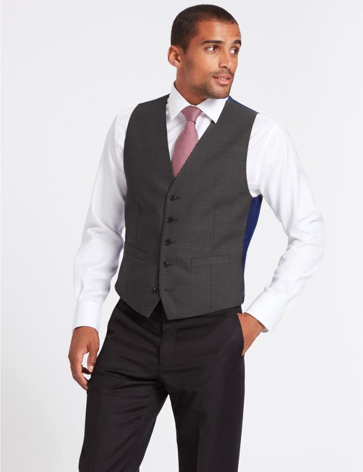 Marks & Spencer Grey Slim Fit Waistcoat Grey
