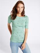 Marks & Spencer Pure Cotton Butterfly Print T-shirt Aqua Mix