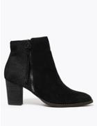 Marks & Spencer Suede Snakeskin Print Ankle Boots Black