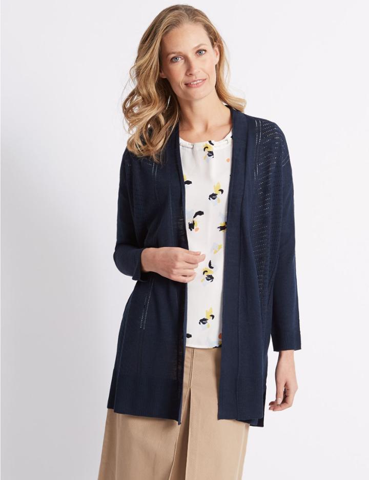 Marks & Spencer Longline Long Sleeve Cardigan Navy