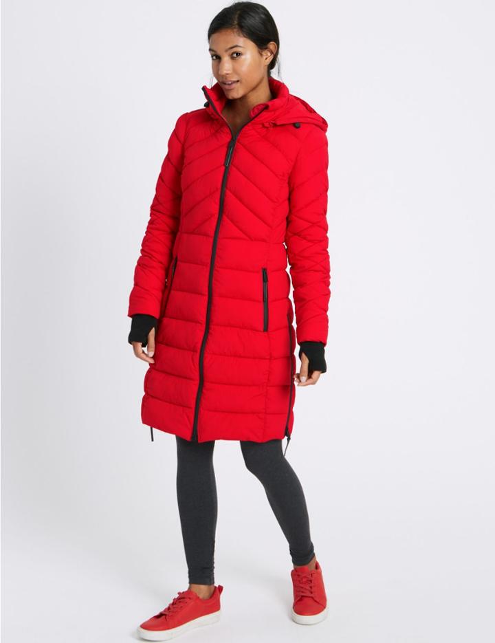 Marks & Spencer Padded Jacket With Detachable Hood Red