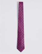 Marks & Spencer Pure Silk Spotted Tie Bright Pink