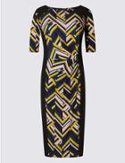Marks & Spencer Petite Geometric Print Bodycon Dress Black Mix