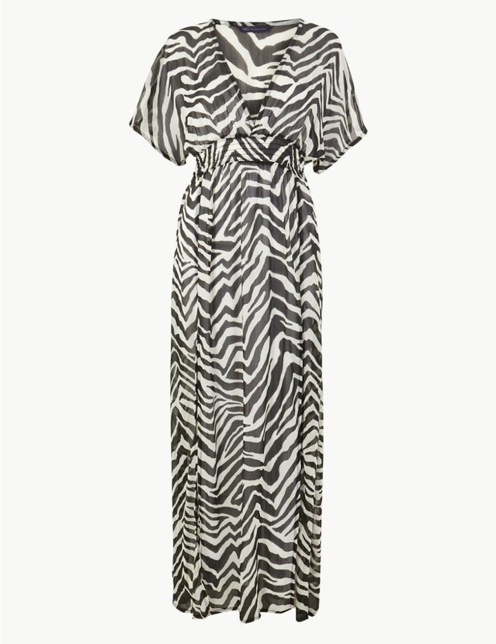 Marks & Spencer Zebra Print Maxi Beach Dress Black Mix