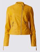 Marks & Spencer 2 Pocket Zipped Moto Jacket Yellow