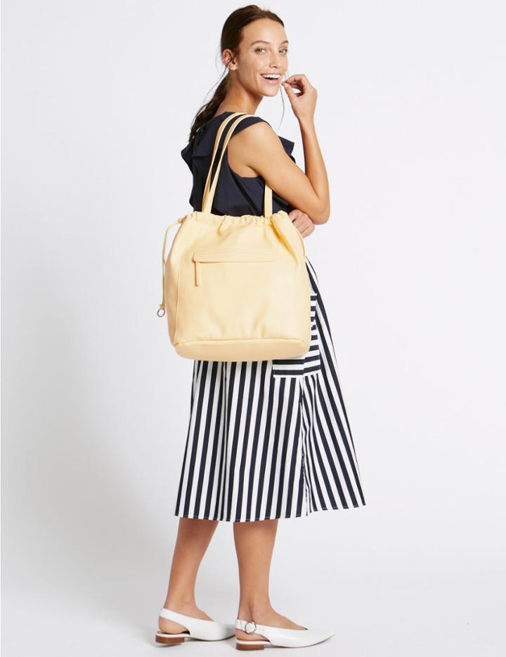 Marks & Spencer Drawstring Shopper Bag Yellow