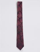 Marks & Spencer Pure Silk Floral Tie & Pocket Square Set Pink Mix