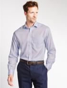 Marks & Spencer 2in Longer Pure Cotton Tailored Fit Shirt Sky