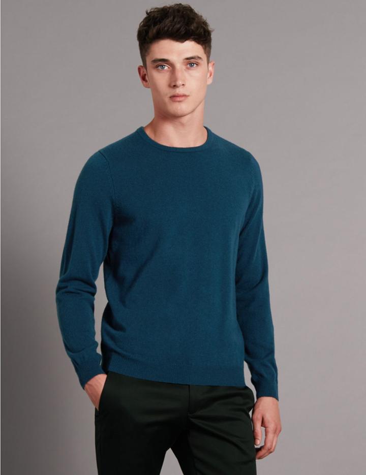 Marks & Spencer Pure Cashmere Crew Neck Jumper Teal Green