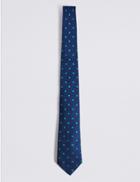 Marks & Spencer Pure Silk Spotted Tie Green Mix
