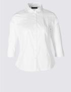 Marks & Spencer Plus Cotton Rich 3/4 Sleeve Shirt White
