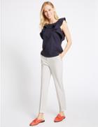 Marks & Spencer Split Waist Slim Leg Trousers Ivory