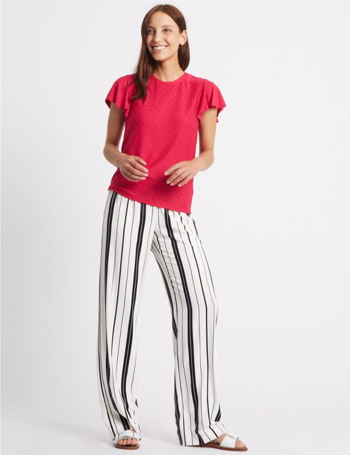 Marks & Spencer Striped Wide Leg Trousers Blue