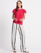 Marks & Spencer Striped Wide Leg Trousers Blue