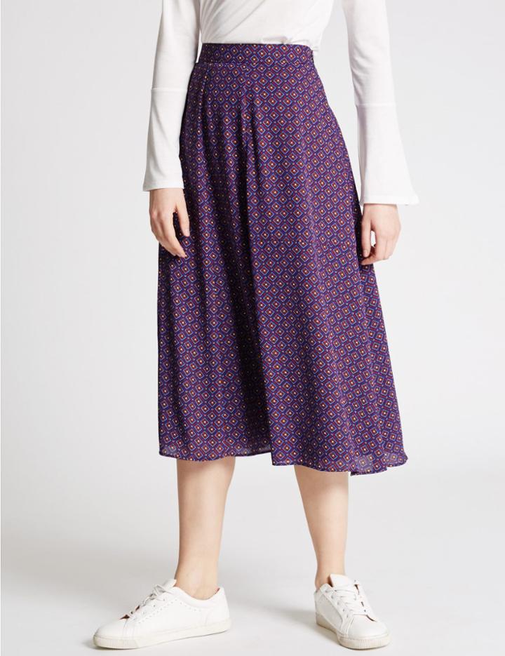 Marks & Spencer Smock A-line Skirt Blue Mix