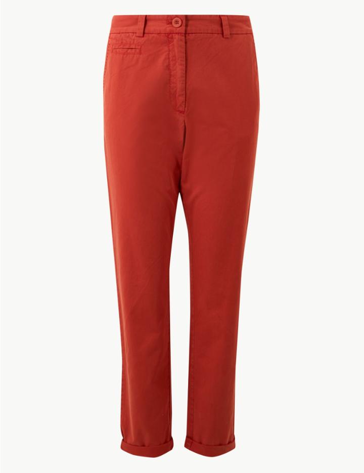 Marks & Spencer Pure Cotton Tapered Leg Chinos Burnt Orange