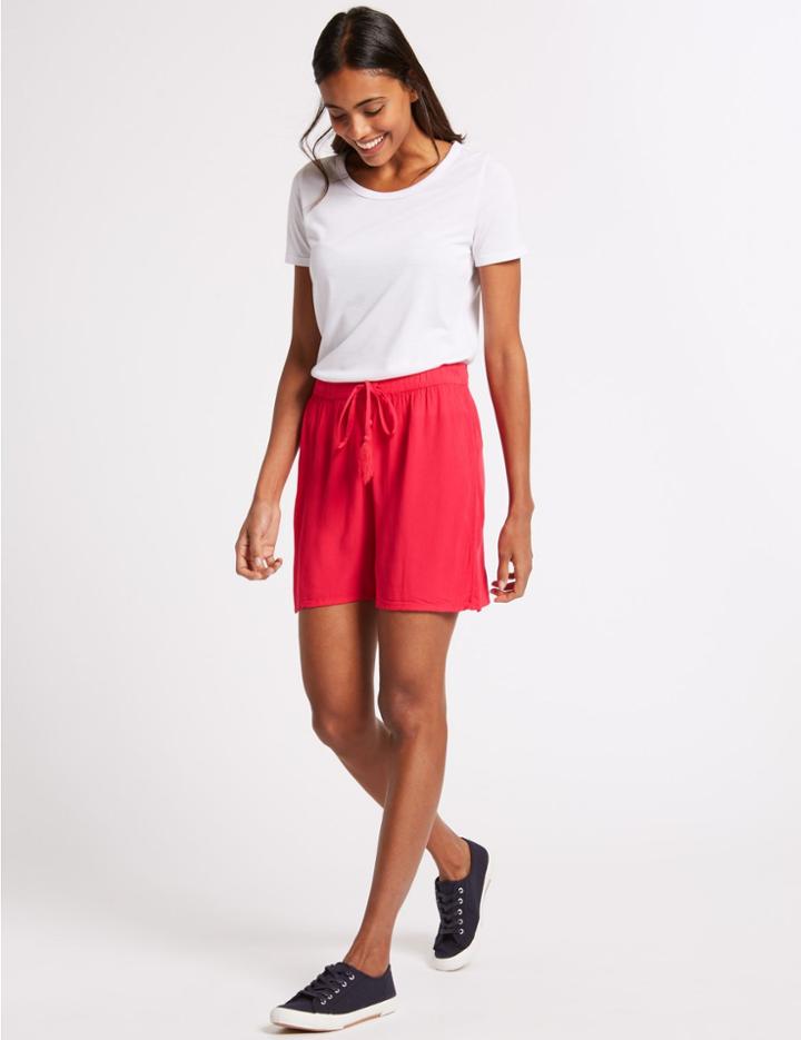 Marks & Spencer Crinkle Casual Shorts Hot Pink