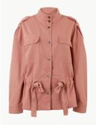 Marks & Spencer Button Detailed Utility Bomber Jacket Faded Orange