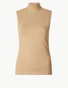 Marks & Spencer High Neck Vest Top Light Buff