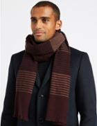 Marks & Spencer Striped Scarf With Wool Rum