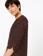Marks & Spencer Polka Dot 3/4 Sleeve Shift Dress Black Mix