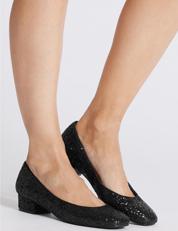 Marks & Spencer Block Heel Court Shoes With Insolia Flex&reg; Black