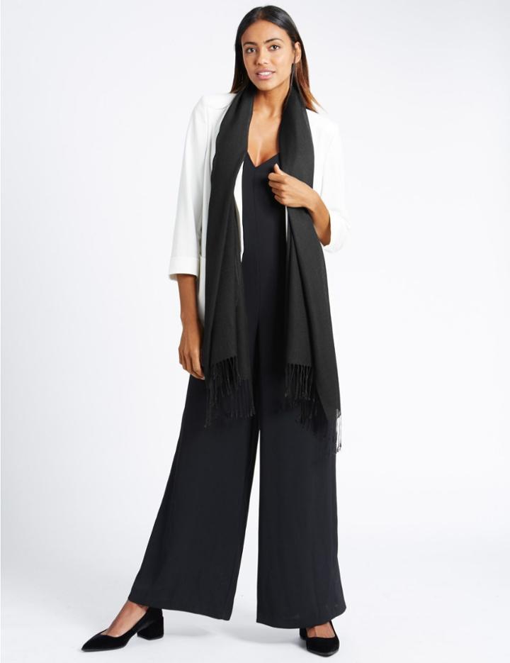 Marks & Spencer Modal Blend Scarf With Wool Black