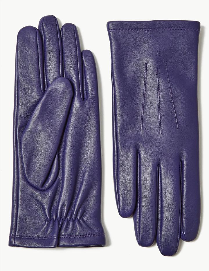Marks & Spencer Leather Gloves Purple