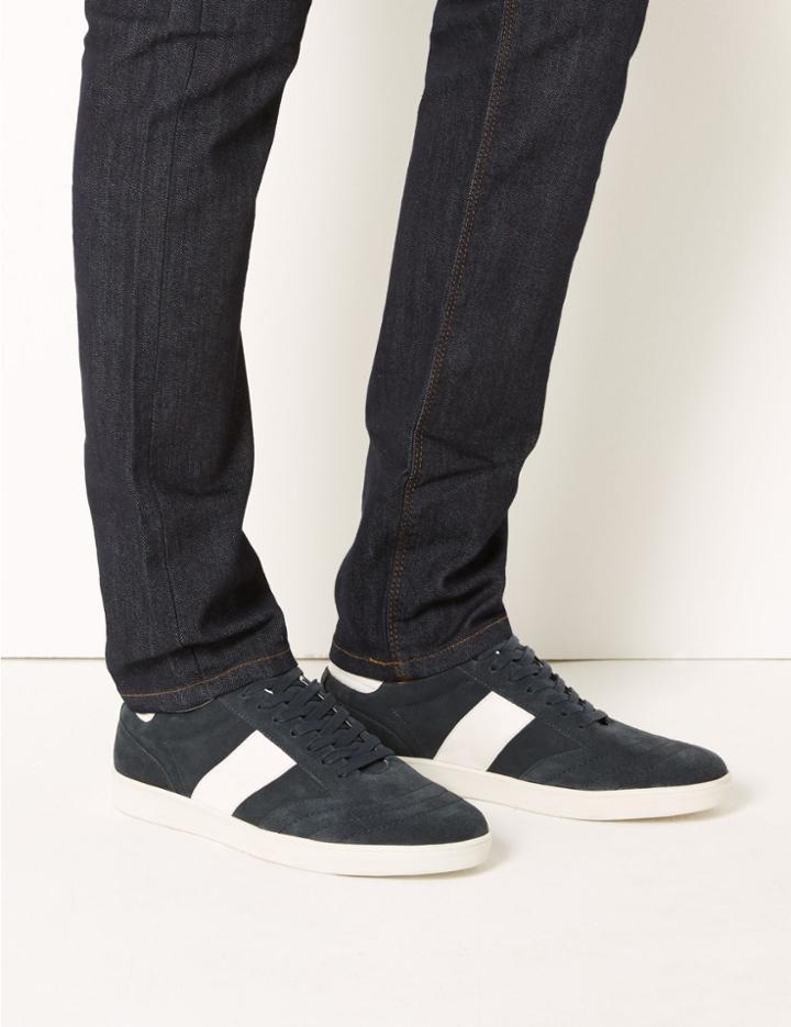 Marks & Spencer Suede Lace-up Trainers Wine