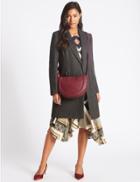 Marks & Spencer Faux Leather Half Moon Across Body Bag Berry