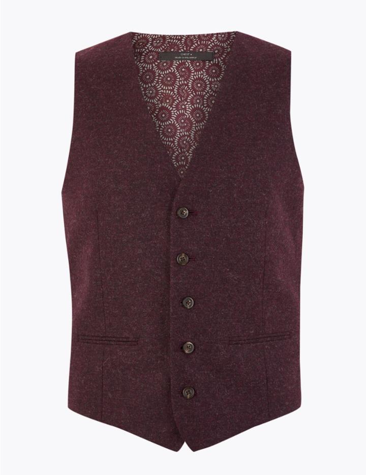 Marks & Spencer Slim Fit Waistcoat Burgundy