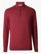 Marks & Spencer Cotton Rich Polo Shirt Medium Red