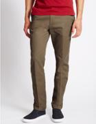 Marks & Spencer Pure Cotton Slim Fit Flat Front Chinos Stone