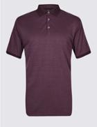 Marks & Spencer Modal Rich Textured Polo Shirt Aubergine Mix