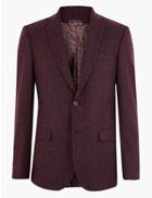 Marks & Spencer Slim Fit Italian Wool Blend Jacket Burgundy