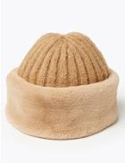 Marks & Spencer Knitted Faux Fur Trim Cossack Hat Camel